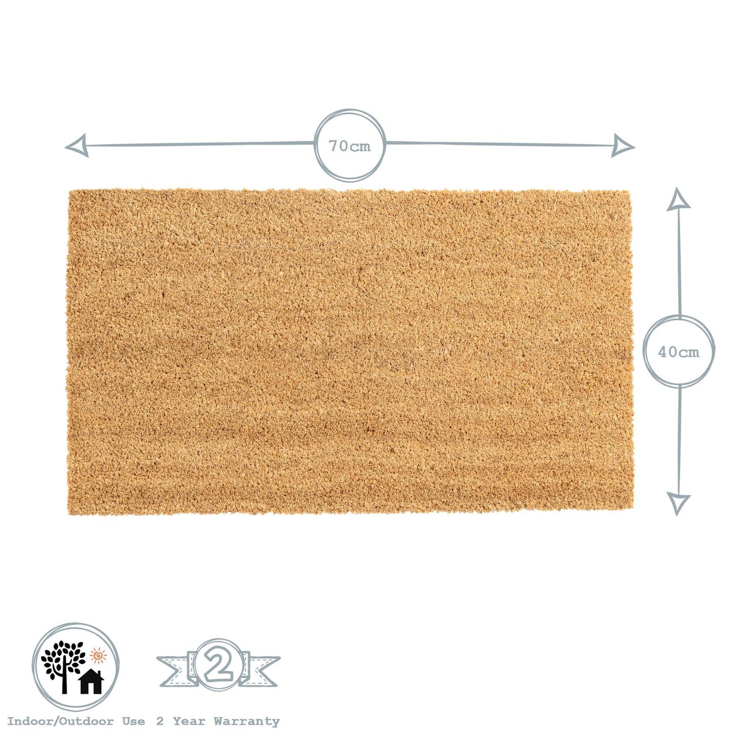 70cm x 40cm Plain Coir Door Mat