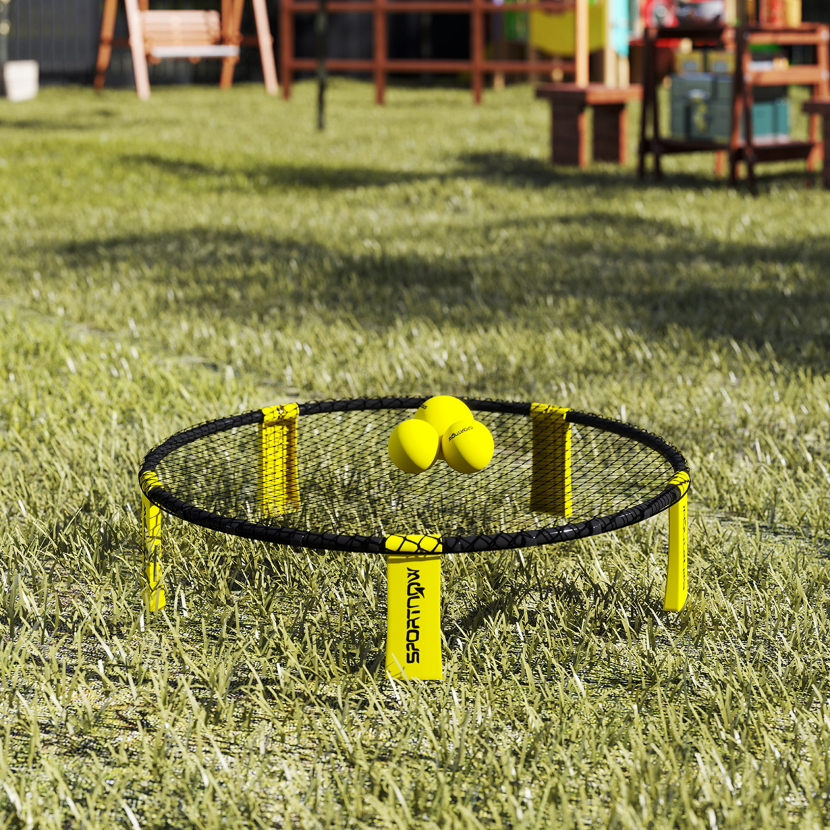 SPORTNOW Spike Ball Set, Mini Beach Games Set with Net, 3 Balls and Pump