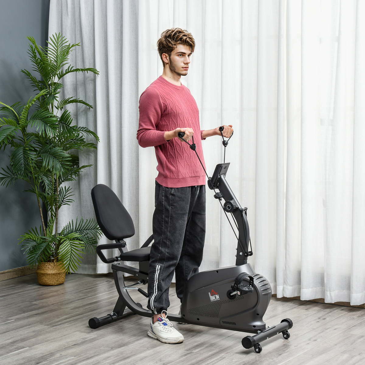 Exercise Training Stationary Cycling Bike w/ LCD Monitor & Pad Holder HOMCOM