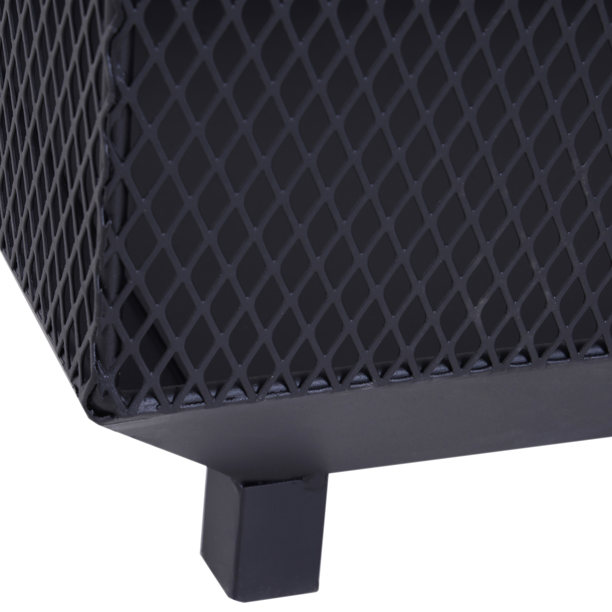 Outsunny Fire Pit, Square Shape, Steel-Black
