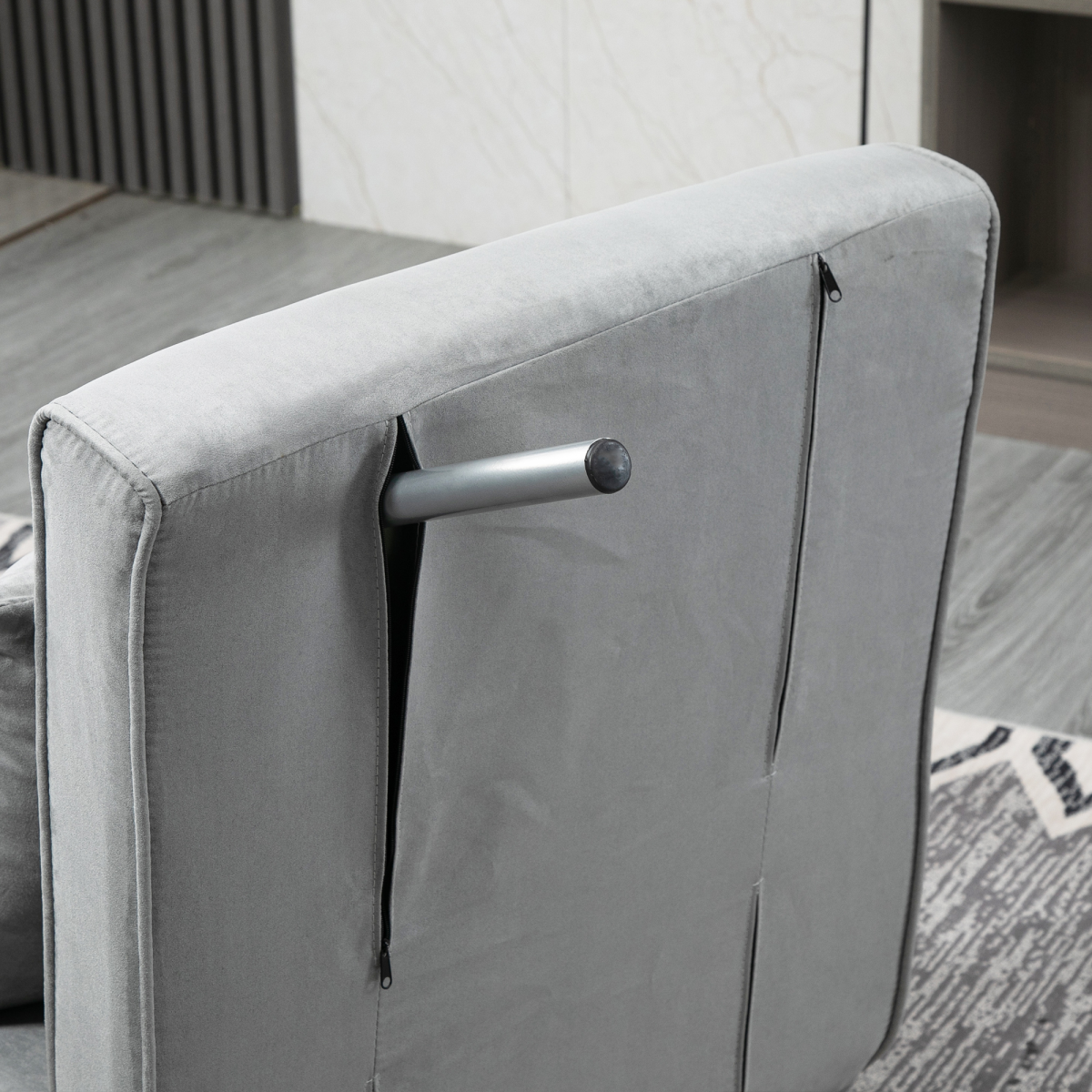 Sofa Bed Foldable Portable Armchair Sleeper Lounge Pillow Light Grey