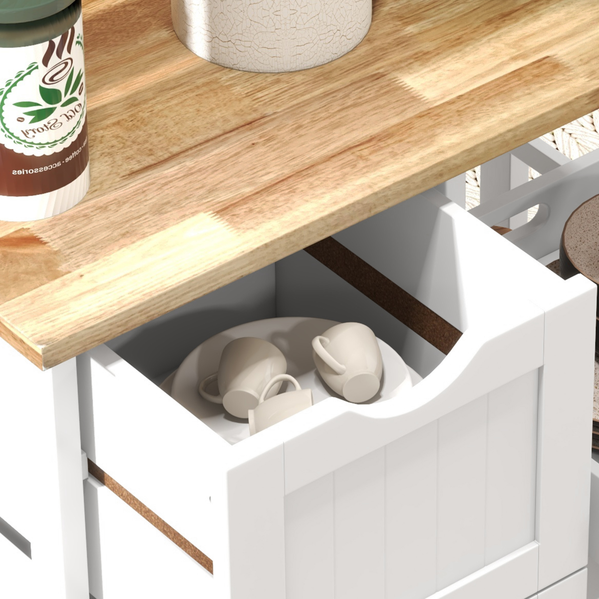 HOMCOM Rolling Kitchen Island Cart, Bar Serving Cart, Compact Trolley White