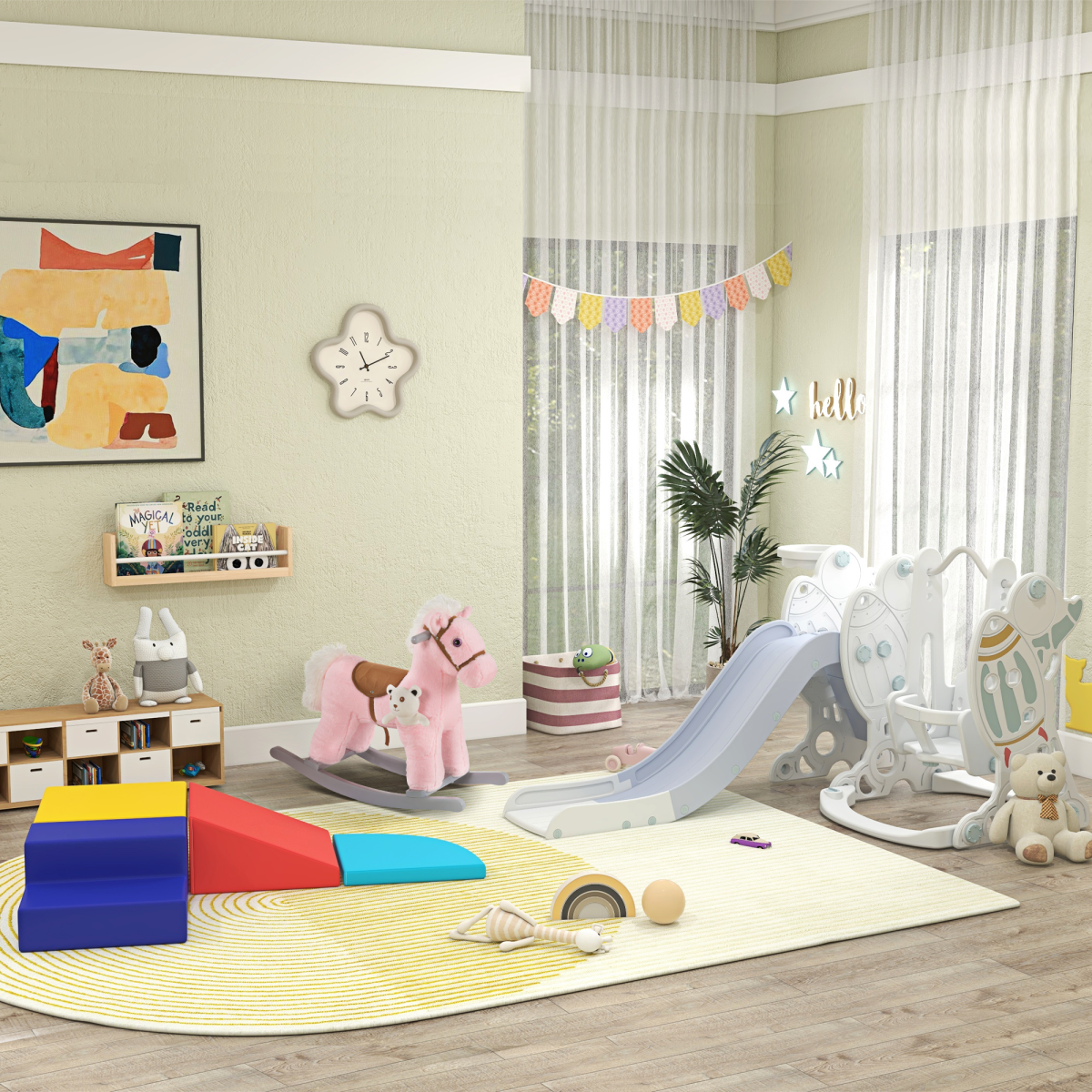 HOMCOM 4-piece Soft Play Set Climb and Crawl Foam Toddler Activity Toys