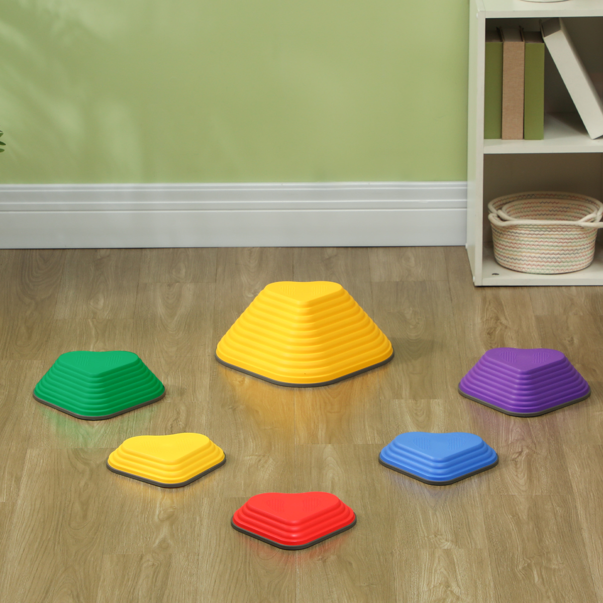 AIYAPLAY 6PCs Kids Stepping Stones, Non-Slip Stackable River Stones