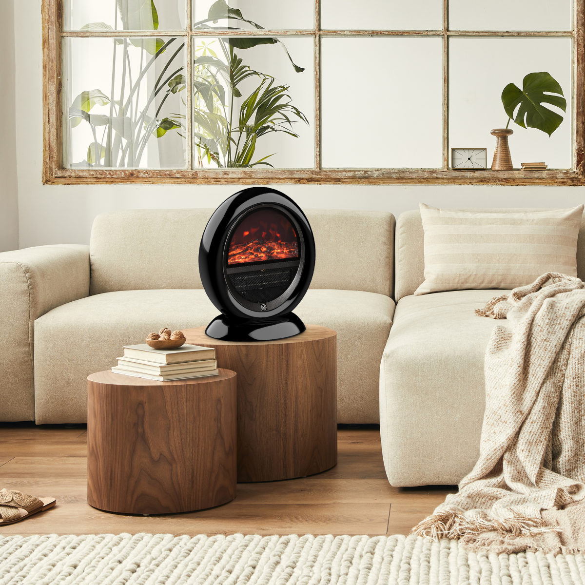 Free standing Electric Fireplace Heater Rotatable Head Overheating Protection