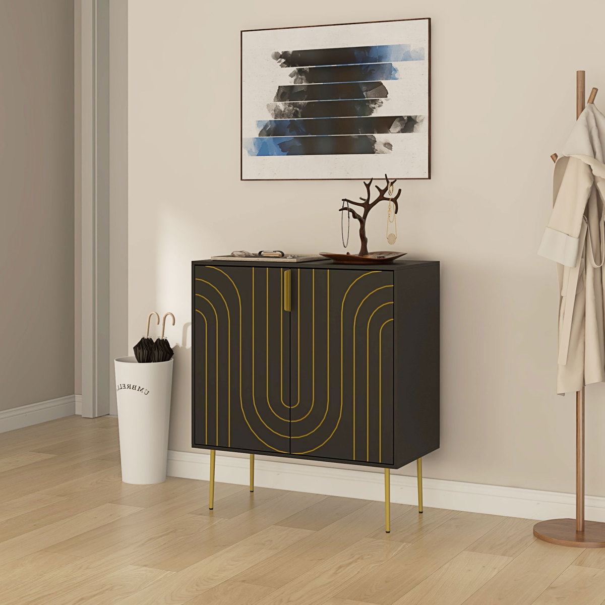 HOMCOM Freestanding Storage Cabinet with Adjustable Shelf for Living Room