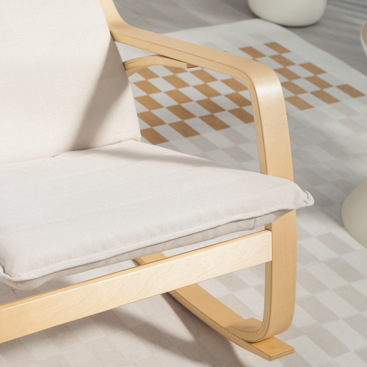 HOMCOM Comfortable Relax Rocking Chair with High Back, Cream White