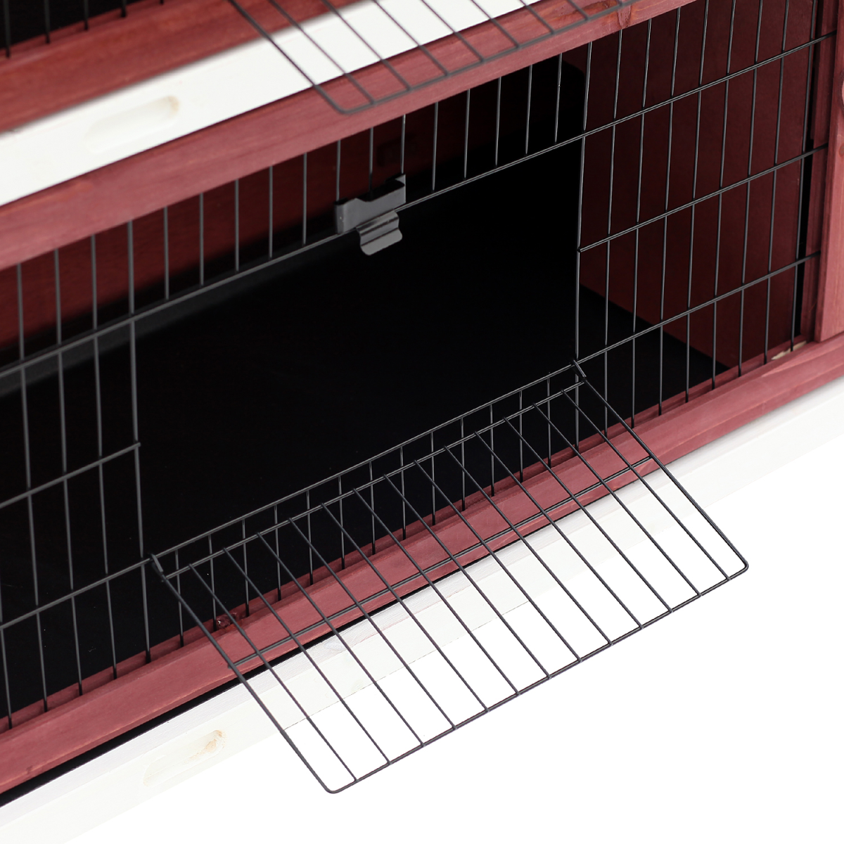 Two-Tier Elevated Wooden Rabbit Hutch Bunny Cage for Small Pet Animals w/ Tray