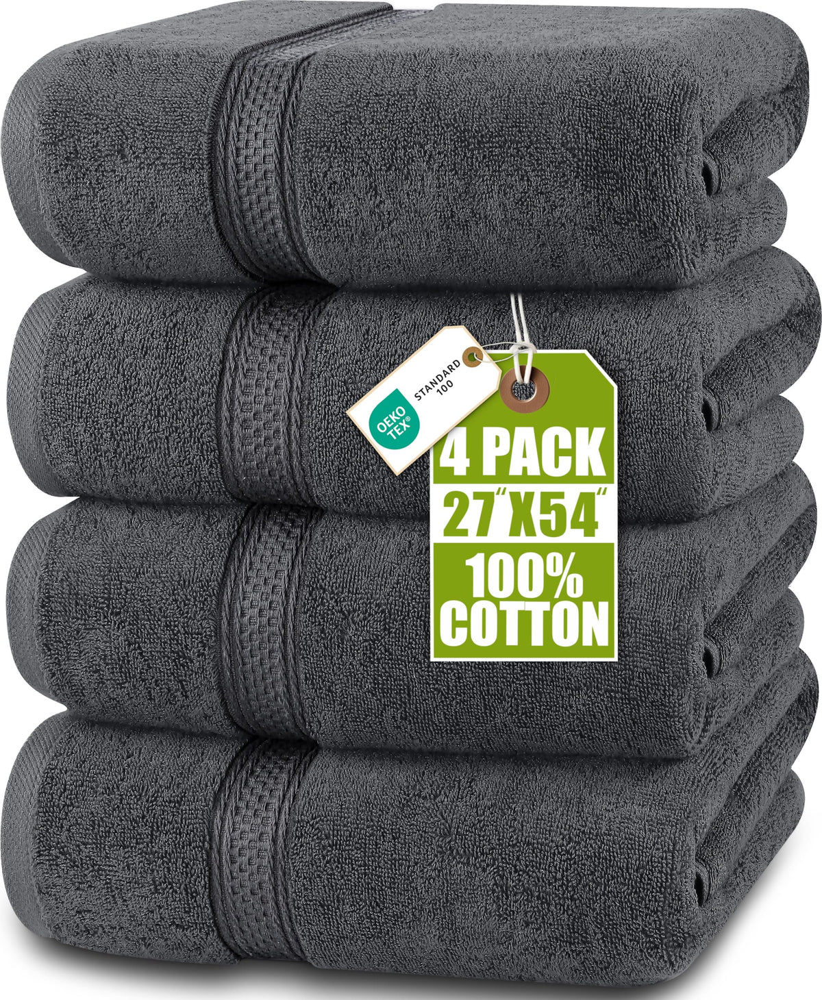 Utopia Towels 4 Pack Premium Bath Towels Set, 27 x 54 Inches 100% Ring Spun Cotton 600GSM, Lightweight and Highly Absorbent Quick Drying Towels
