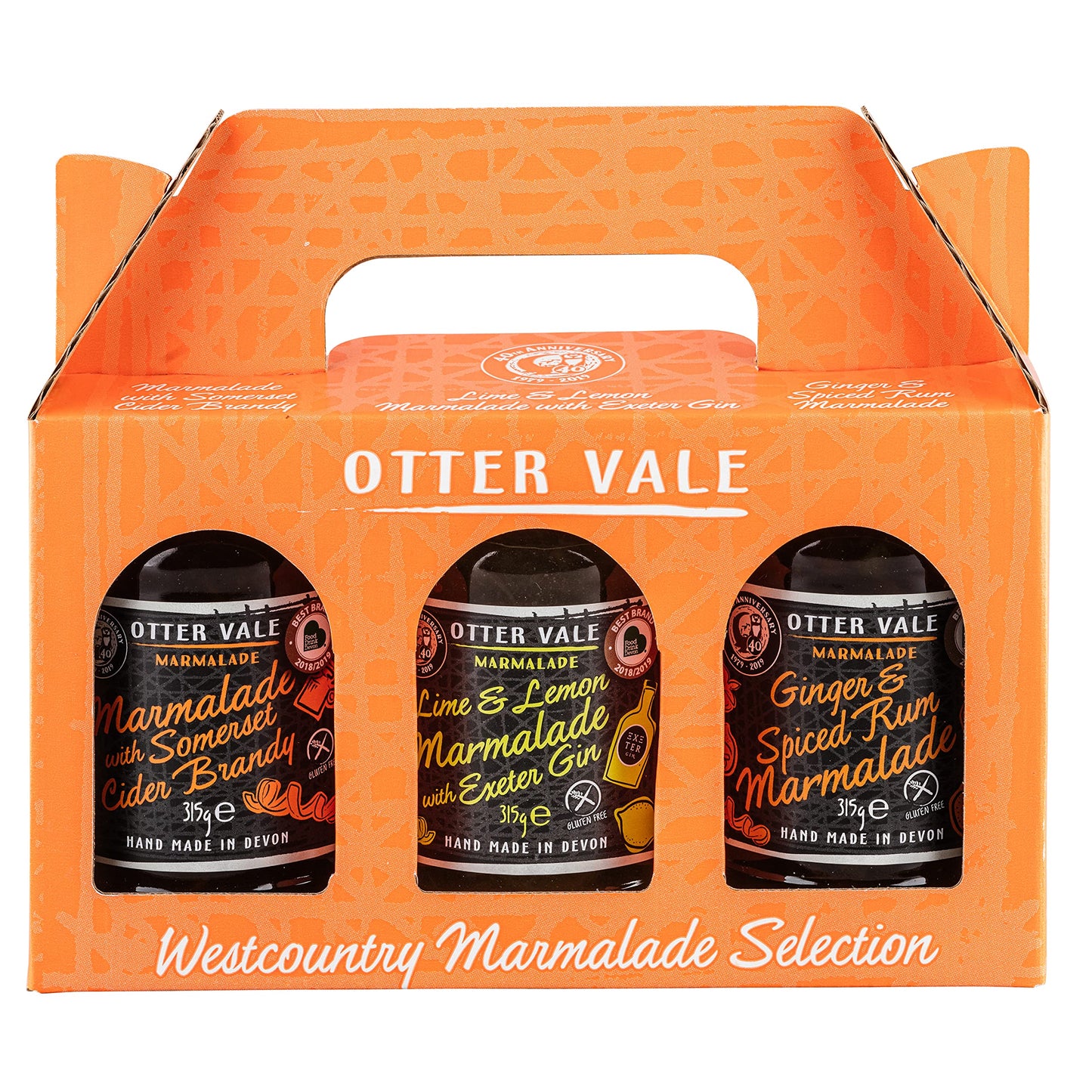 Otter Vale Marmalade Gift Pack, Three Great marmalades Each with a Generous Splash of Bo oze, Hand-Made in Devon, Gluten-Free, 3 x Glass Jars Total