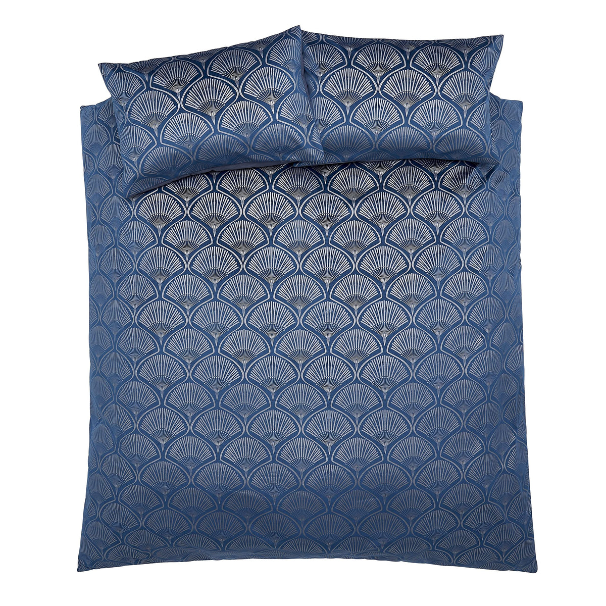 Catherine Lansfield Bedding Art Deco Pearl King Duvet Cover Set with Pillowcases Navy