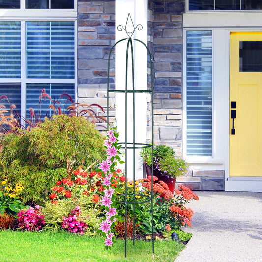 Relaxdays Growth Support, Freestanding Trellis for Wine & Tomatoes, XL Garden Obelisk, H: 200 cm, Dark Green