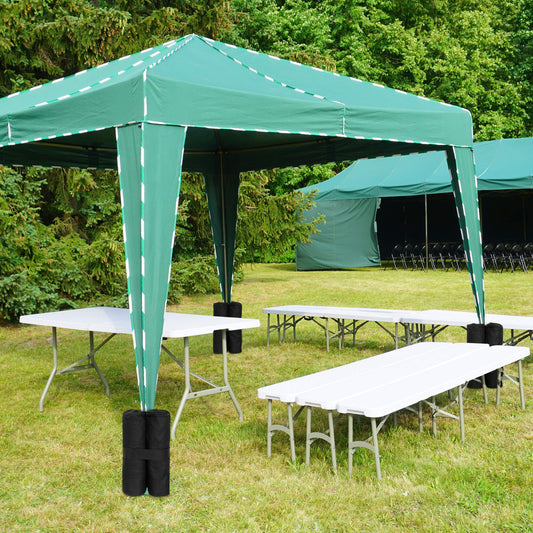 Relaxdays Gazebo Weights, Pack of 4, Outdoor Weight Bags, Fillable with Sand & Gravel, Tent Anchor, 10 kg per Leg, Black