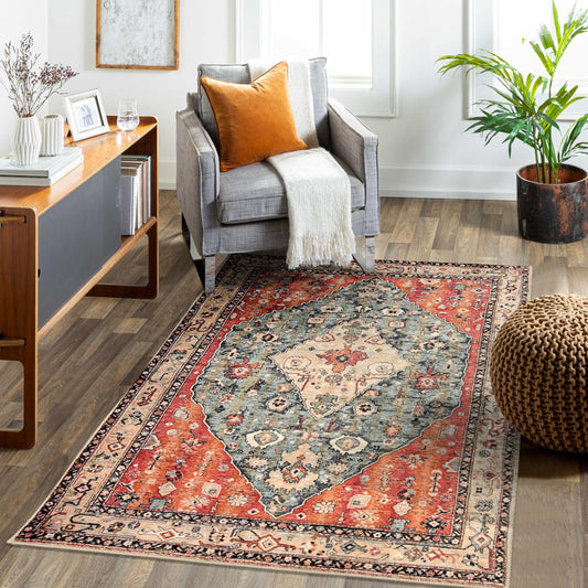 Boho Tribal Area Rug 90x150cm, KIMODE Distressed Bohemian Faux Wool Indoor Accent Rug