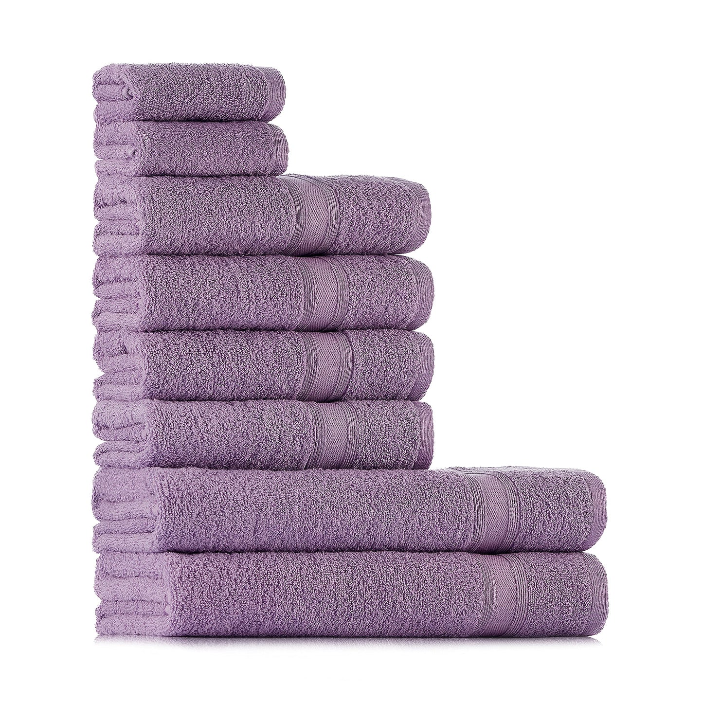 Tuiste Hand Towel Set Purple 100 % Cotton Hand Towel Set 8 Pieces 2 x Bath Towels (70 x 140), 4 x Hand Towels (50 x 90), 2 x Guest Towels (30 x 50)