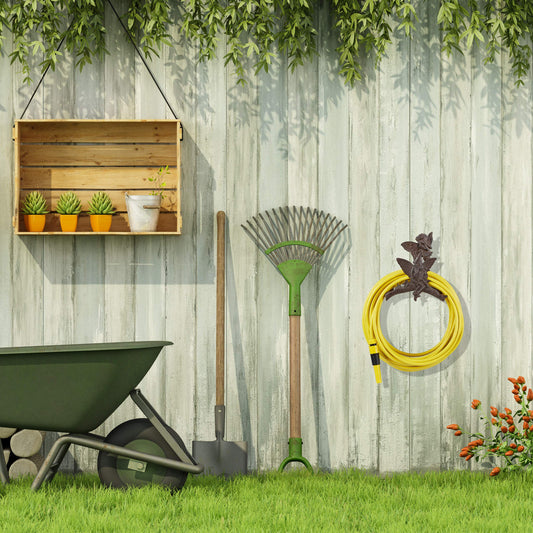 Relaxdays Ornate Hose Reel, Garden Hose Wall Holder with Nostalgic Look, Cast Iron, Hanging, Dark Brown