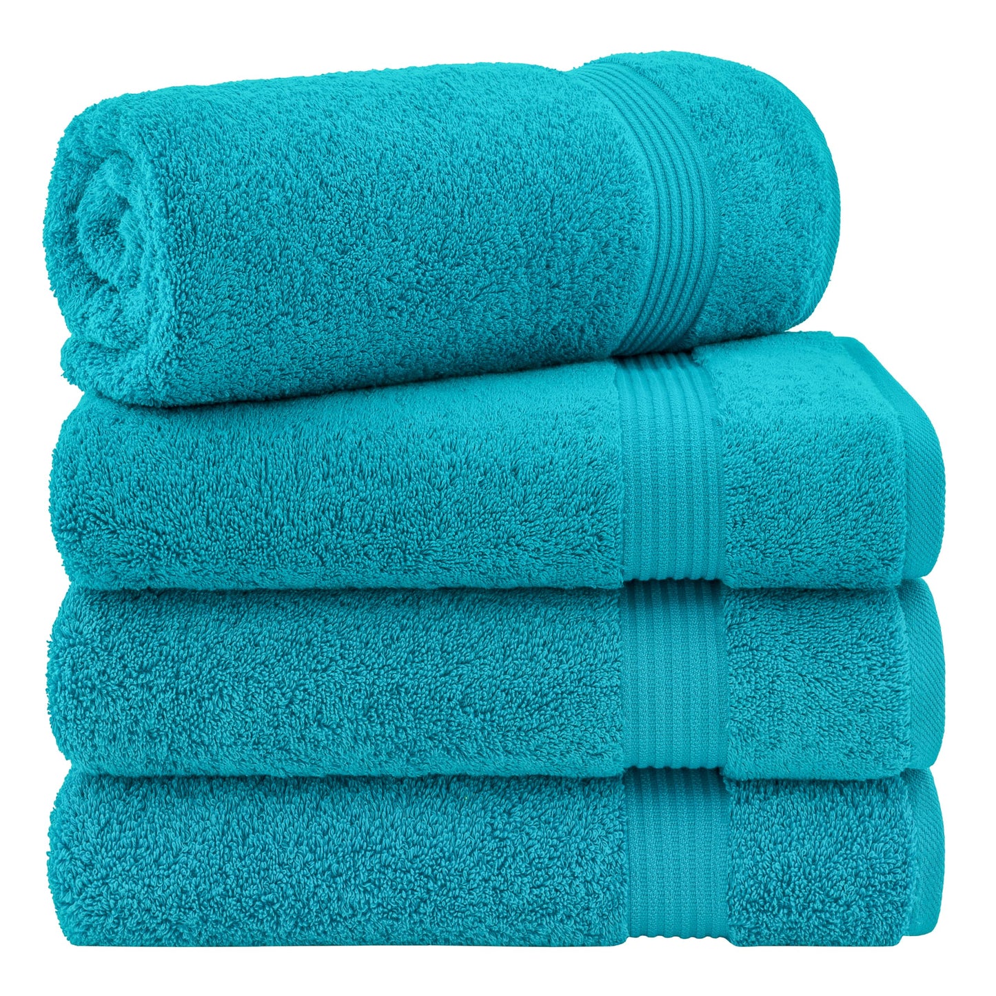 Cotton Paradise Bath Towels for Bathroom, 100% Cotton 4 Piece Turkish Bath Towel Set, Soft Plush Towels Clearance Bathroom Set, Aqua Blue Bath Towels