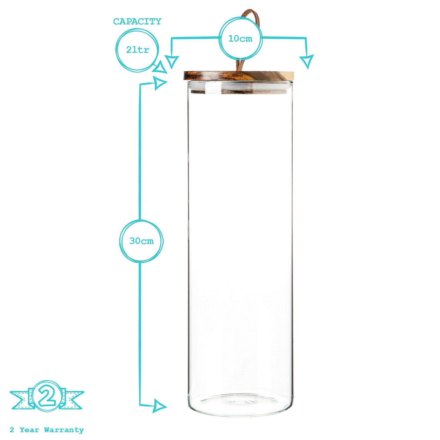 2L Scandi Storage Jar with Leather Loop Lid