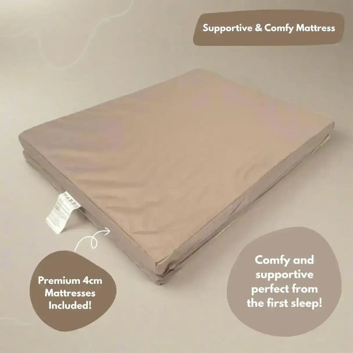 Airpod 3 Travel Cot Includes Newborn Bassinet Insert - Beige