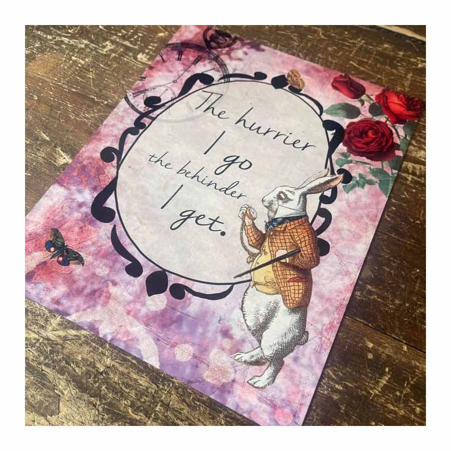 Vintage Alice In Wonderland The Hurrier Metal Wall Sign