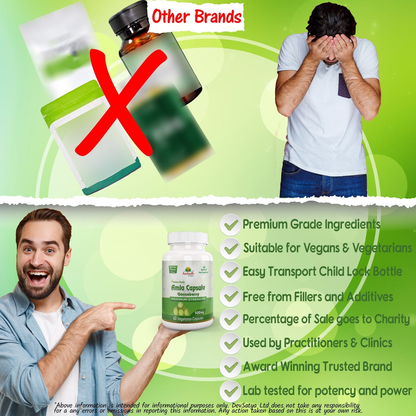 Aushadh Amla Capsules (Indian Gooseberry, Amalaki) Antioxidant Wellness Support - Vegan, Gluten Free, Non-GMO, 60 Capsules