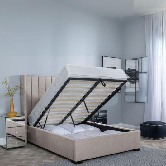 Aspen Stone Grey Boucle 5 FT King Storage Bed