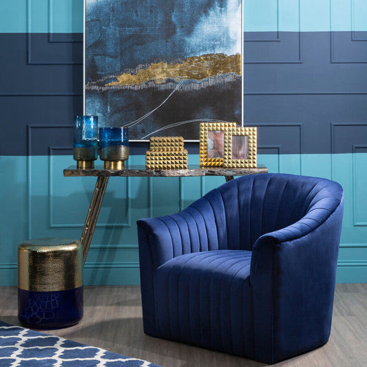 Opel Deep Blue Velvet Armchair