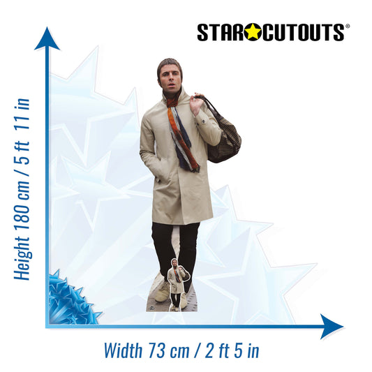 CS1155 Liam Gallagher Cream Jacket Height 180cm Lifesize Cardboard Cut Out With Mini