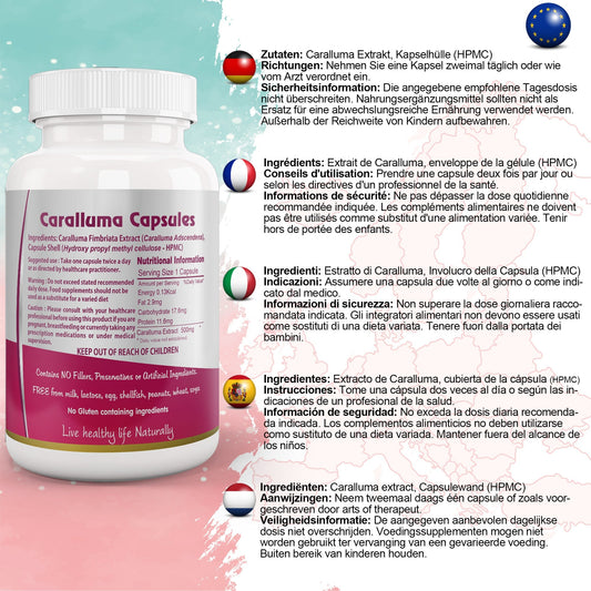 Ayushya Caralluma Fimbriata Capsules (Famine Food) Appetite Balance Support - Vegan, Gluten Free, Non-GMO, 60 Capsules
