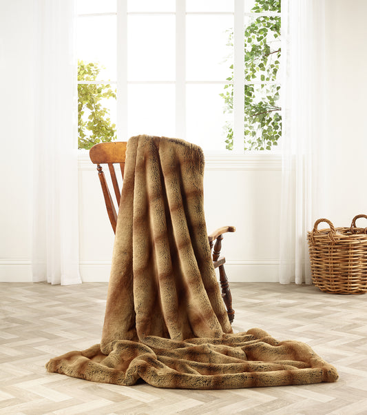 Gold Rabbit Alaska Faux Fur Throw