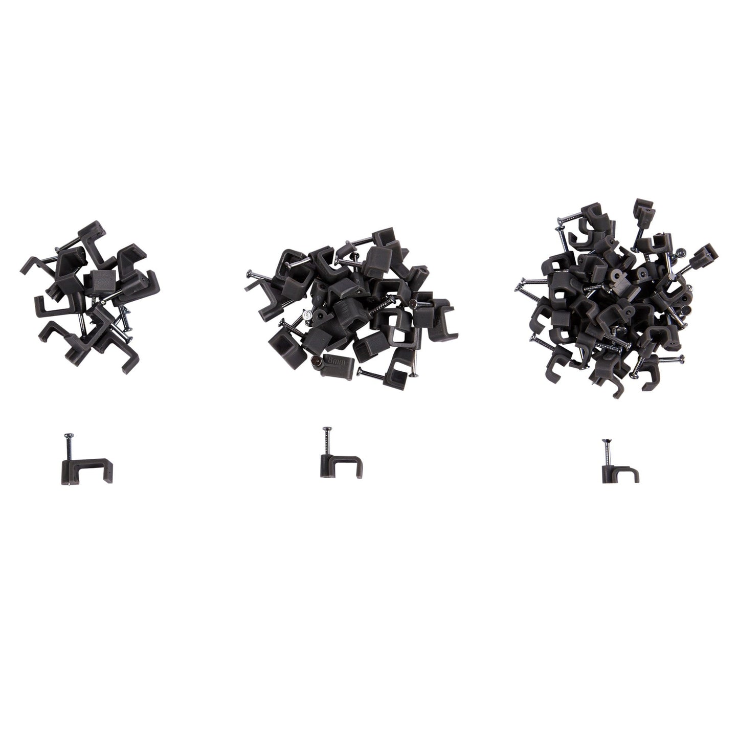 80pc Round Plastic Cable Clips Set - 3 Sizes