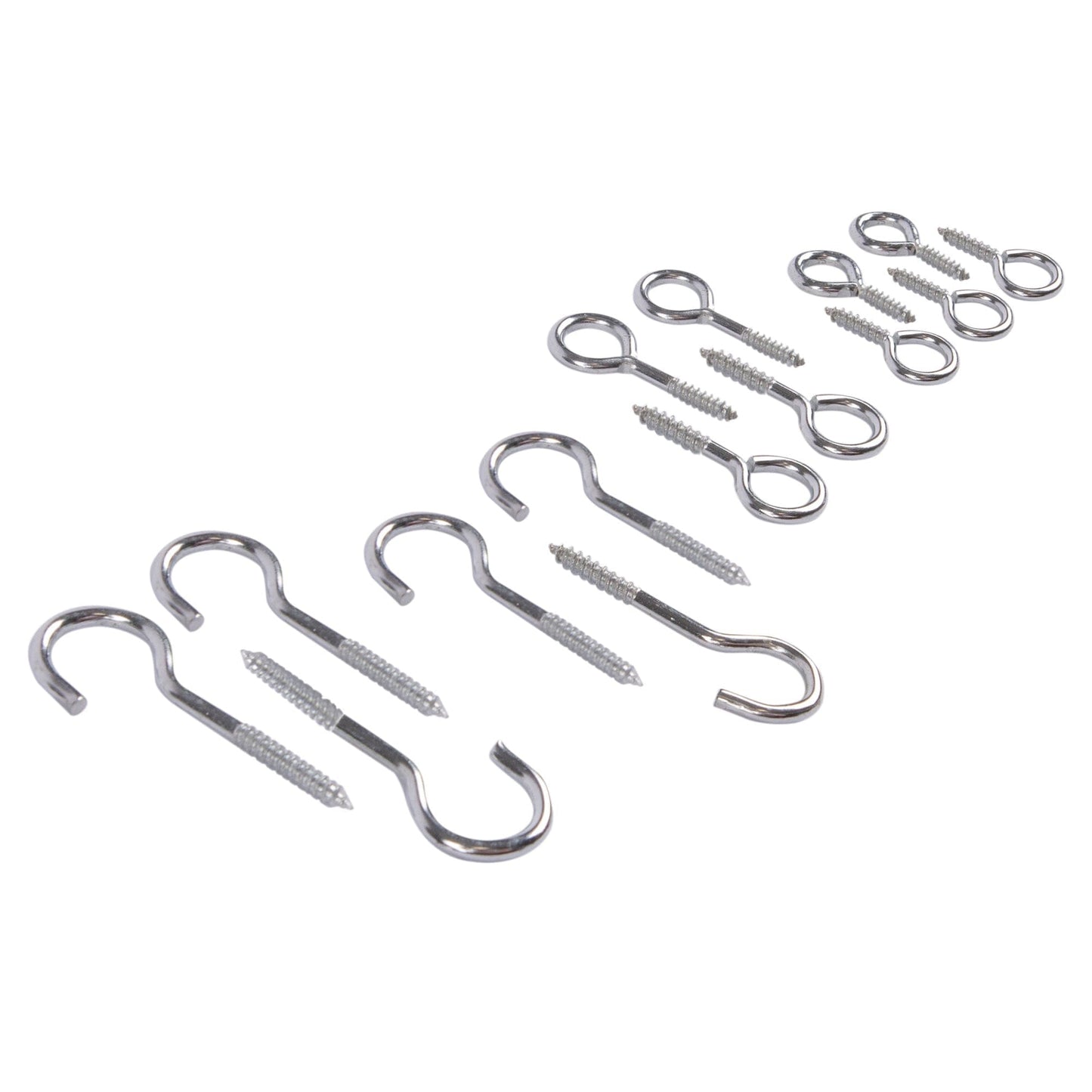 15pc Galvanised Iron Screw Hooks Set - 4 Sizes