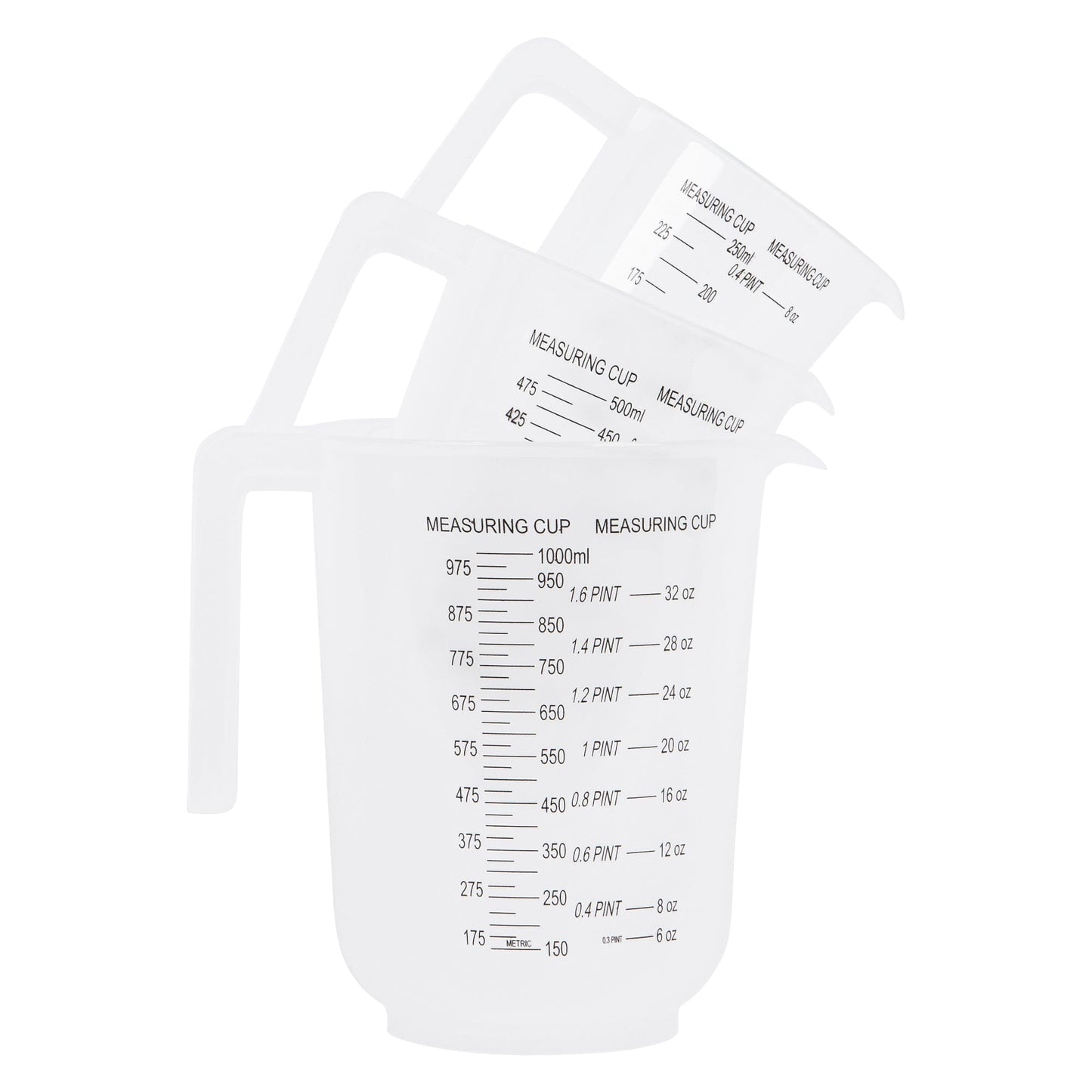 3pc White Plastic Measuring Jug Set