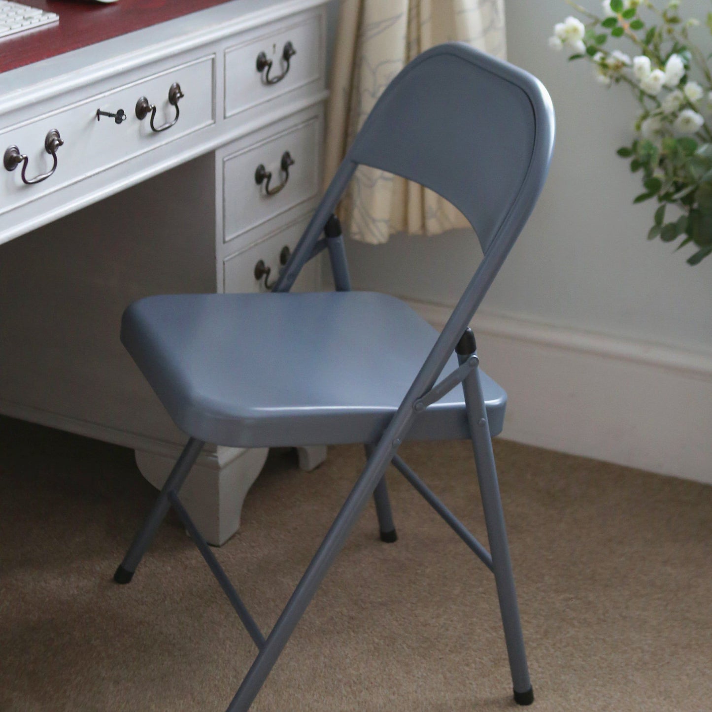 Matt White Metal Folding Chair