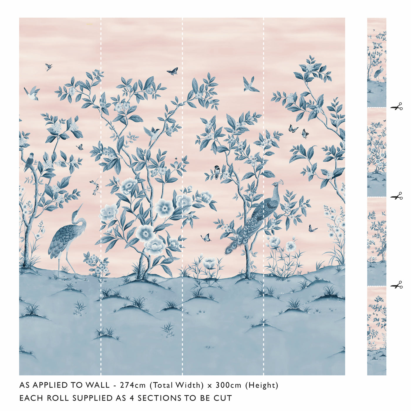 Florence Powder/China Blue Wallpaper