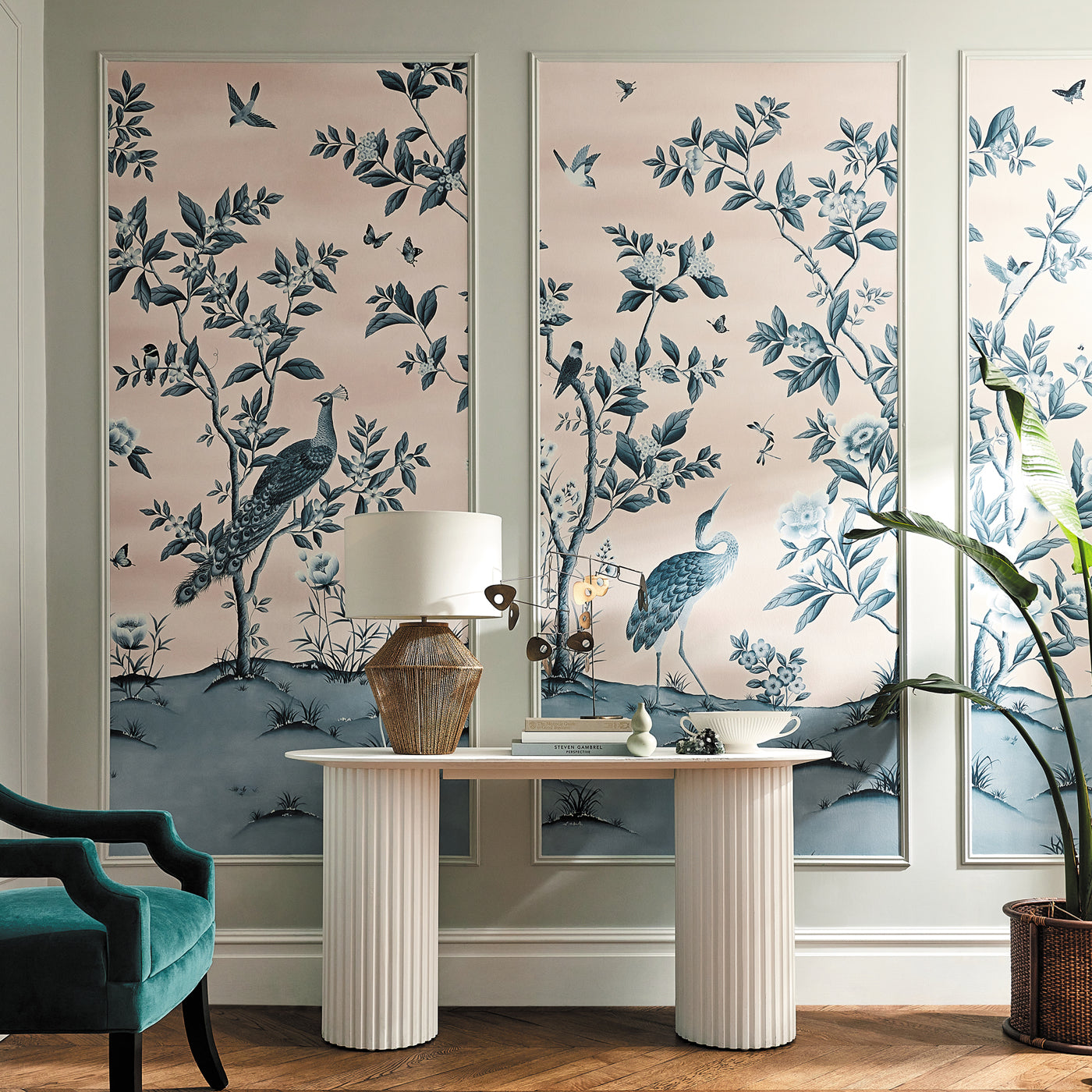Florence Powder/China Blue Wallpaper