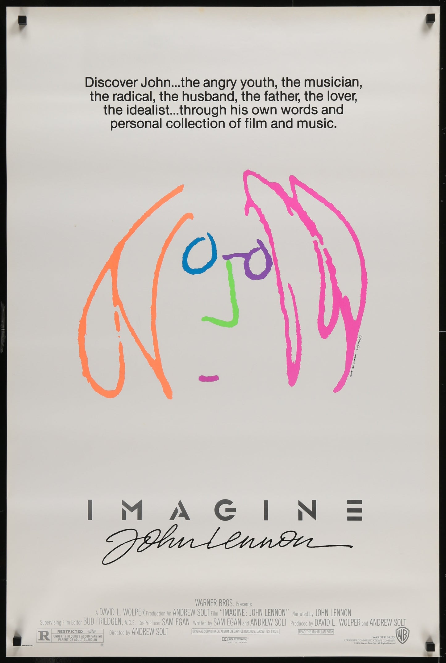 Imagine - John Lennon (1988) Original US One Sheet Movie Poster