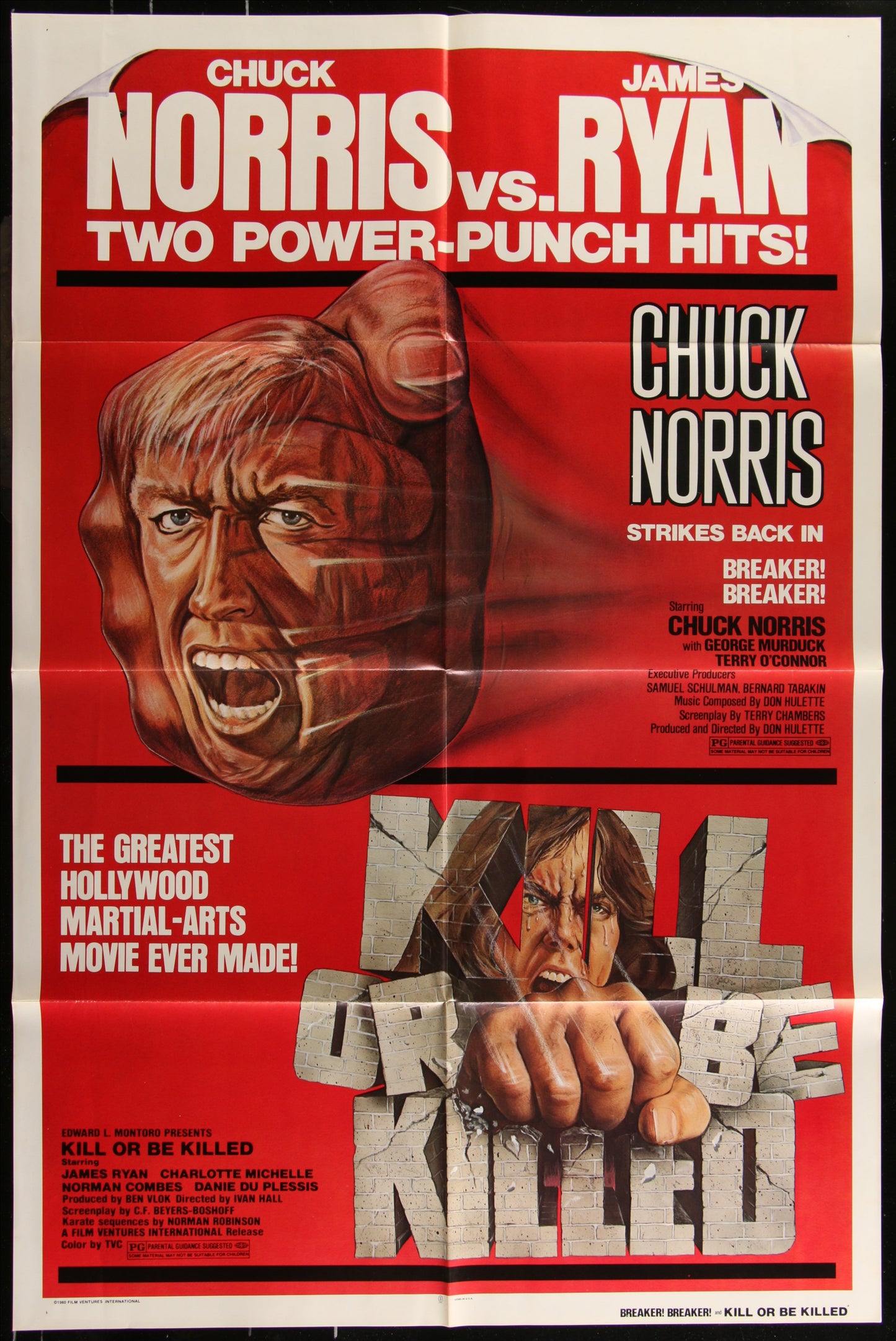 Breaker! Breaker! & Kill Or Be Killed (1980) Original US Double Bill One Sheet Movie Poster