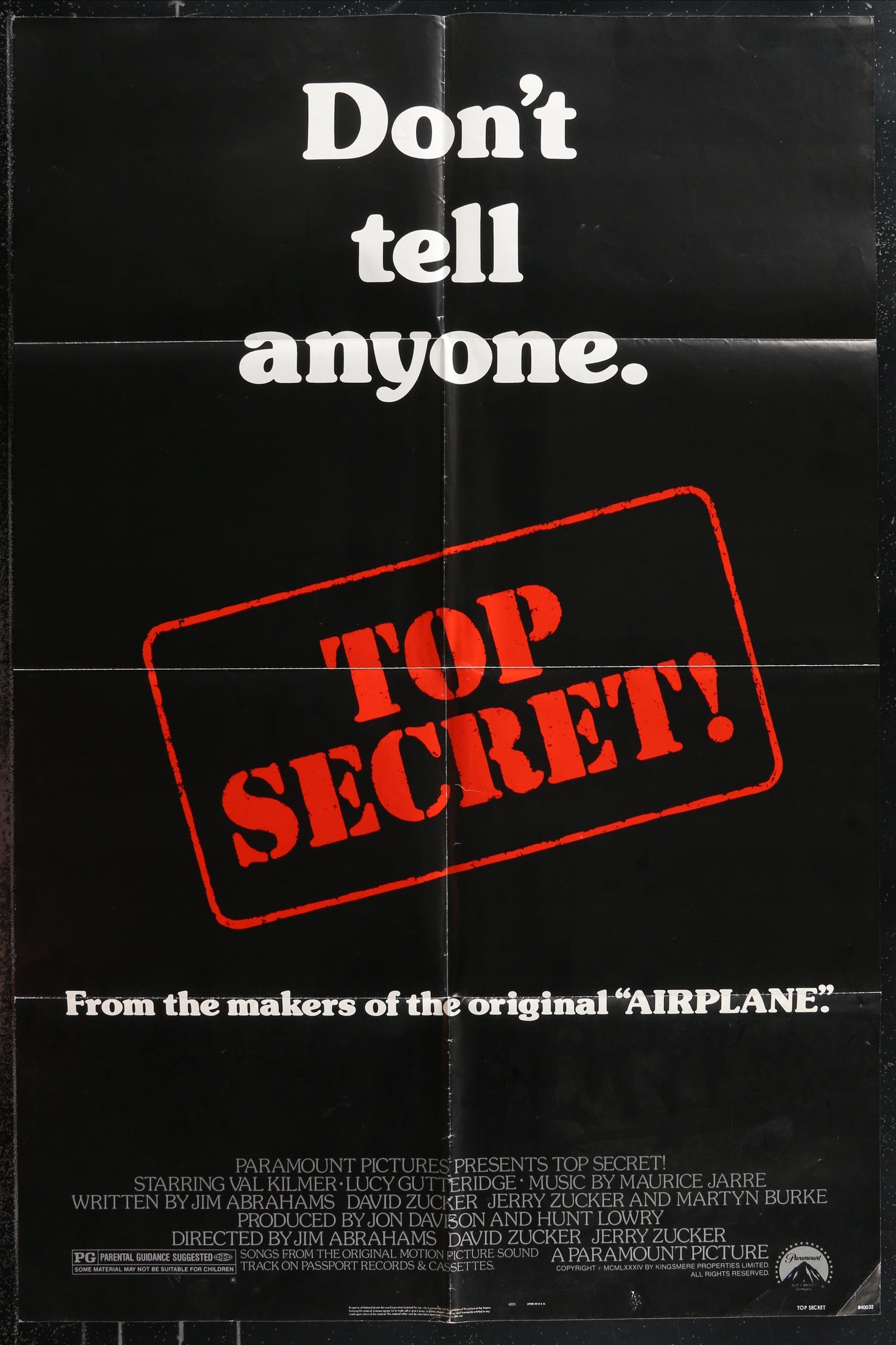 Top Secret! (1984) Original US One Sheet Movie Poster