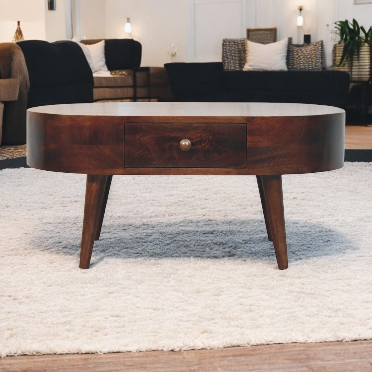 California Walnut Rounded Coffee Table