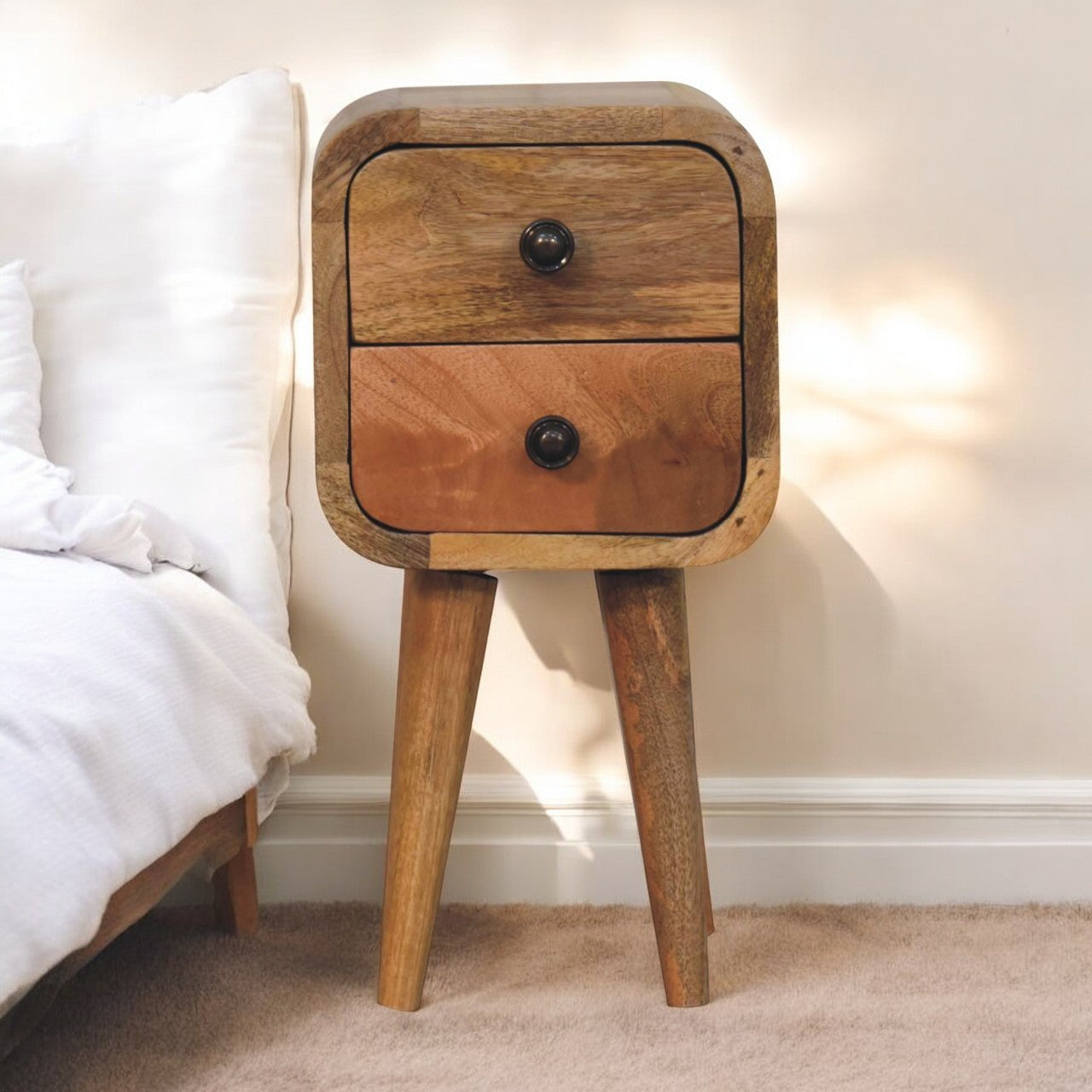 Extra Mini Curved Oak-ish Bedside