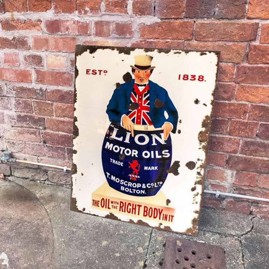 Lion Motor Oil Metal Advertising Sign