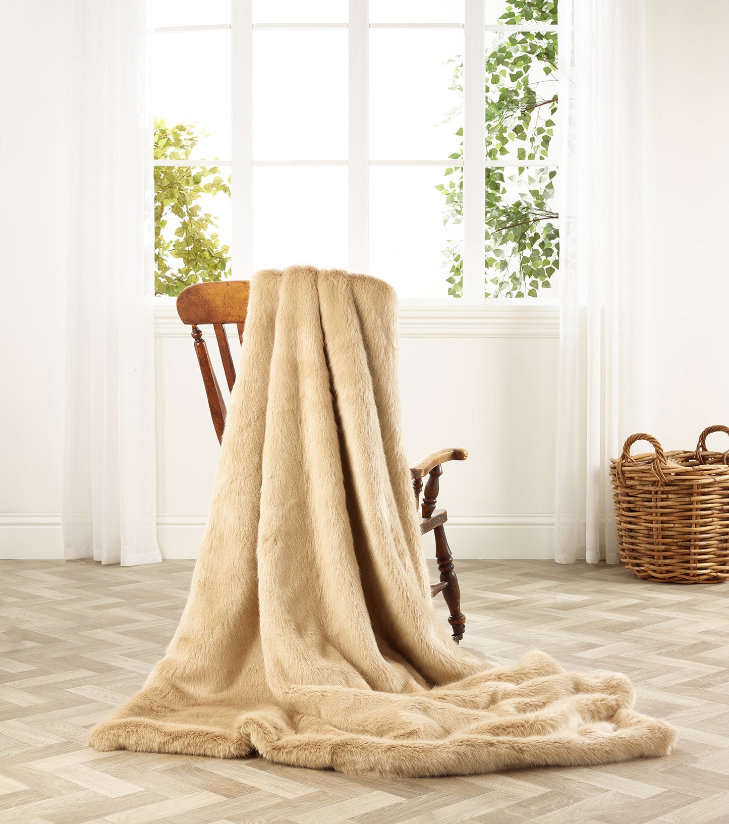 Gold Civet Faux Fur Throw