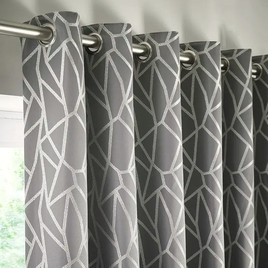 Como Pewter Eyelet Ready Made Curtain