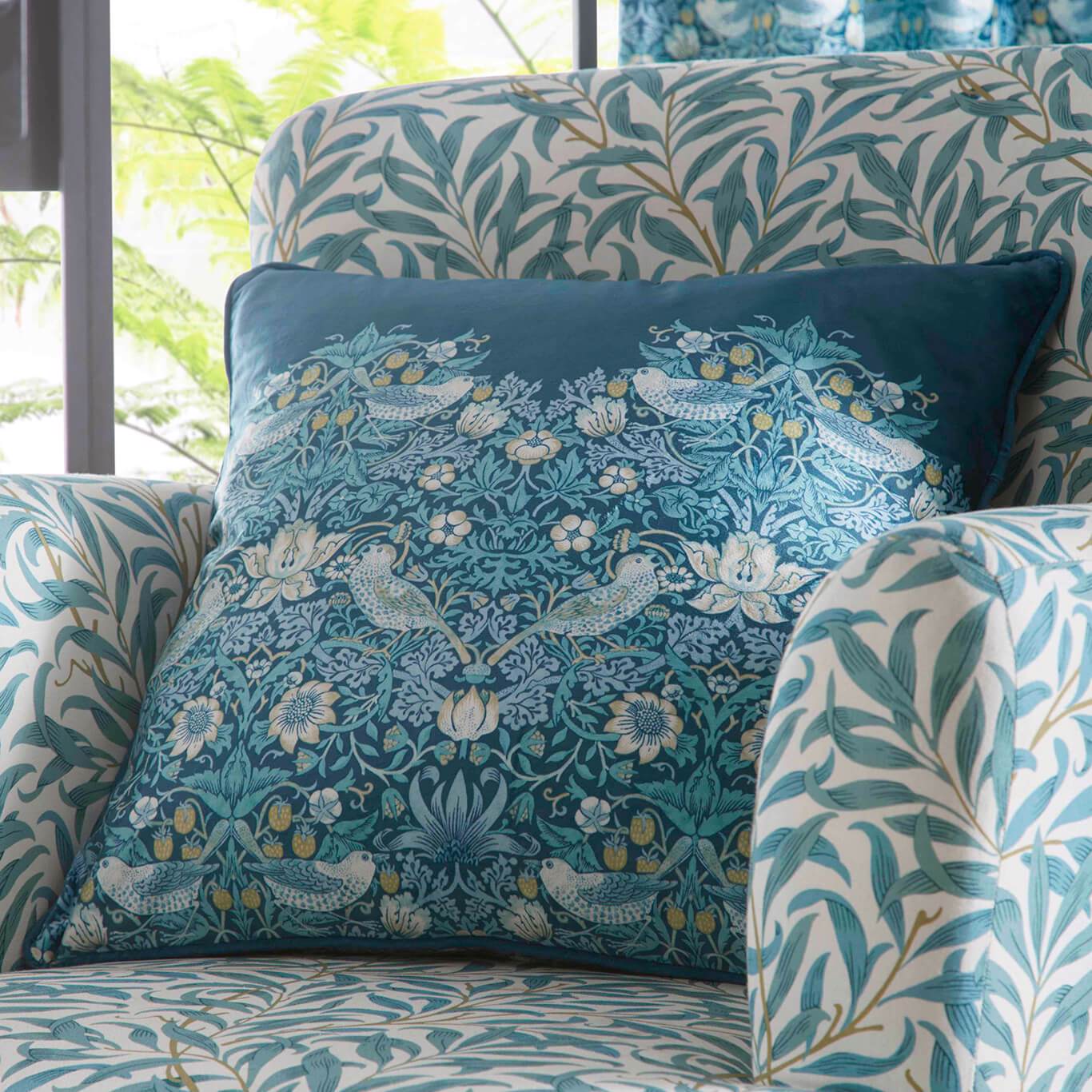 Strawberry Thief Teal Cushion 50x50cm