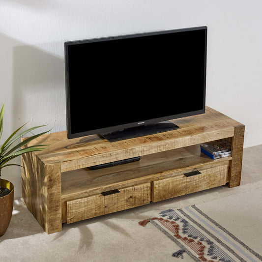 Merlin Mango Wooden Tv Stand With 2 Drawers
