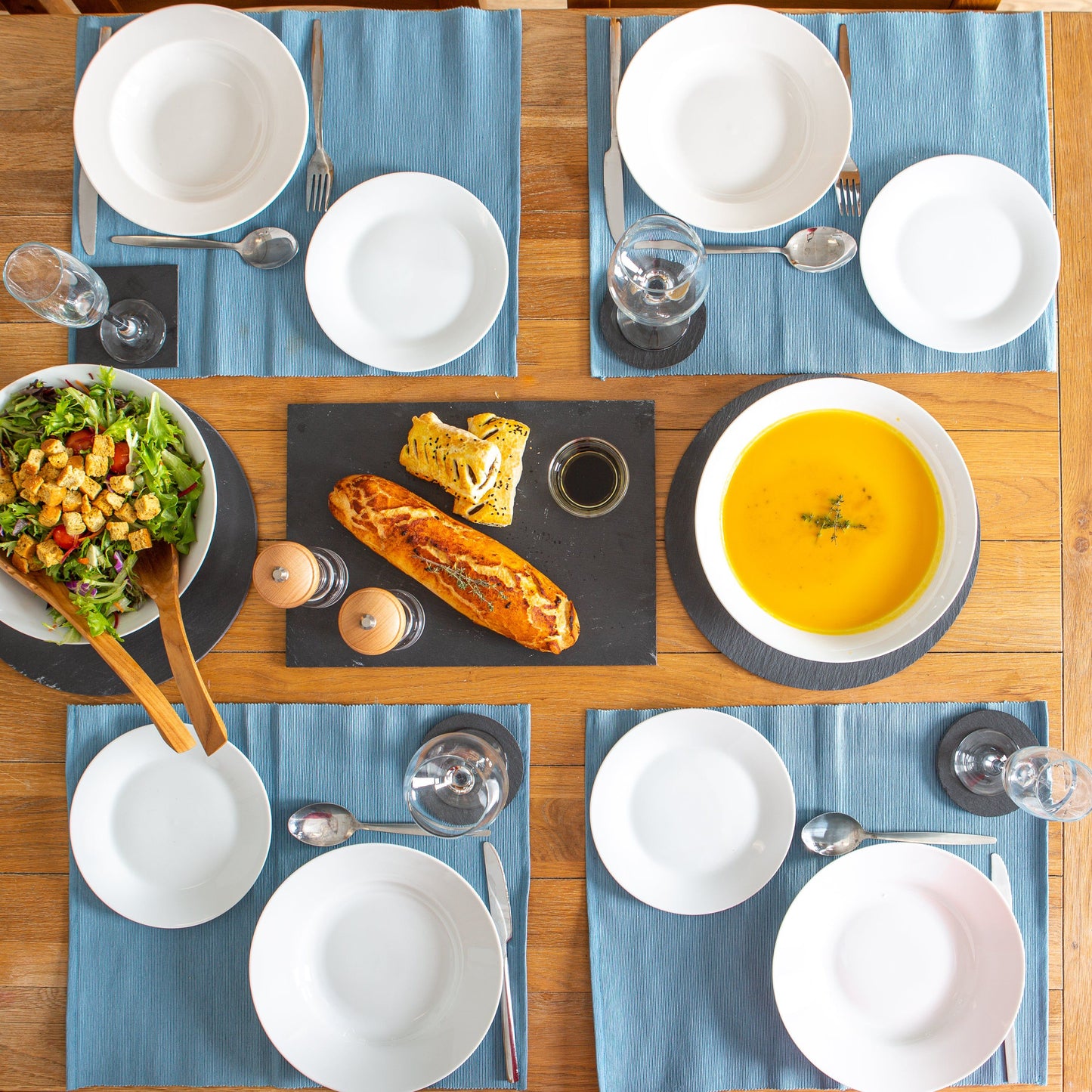 Ribbed Cotton Placemats with Table Runner