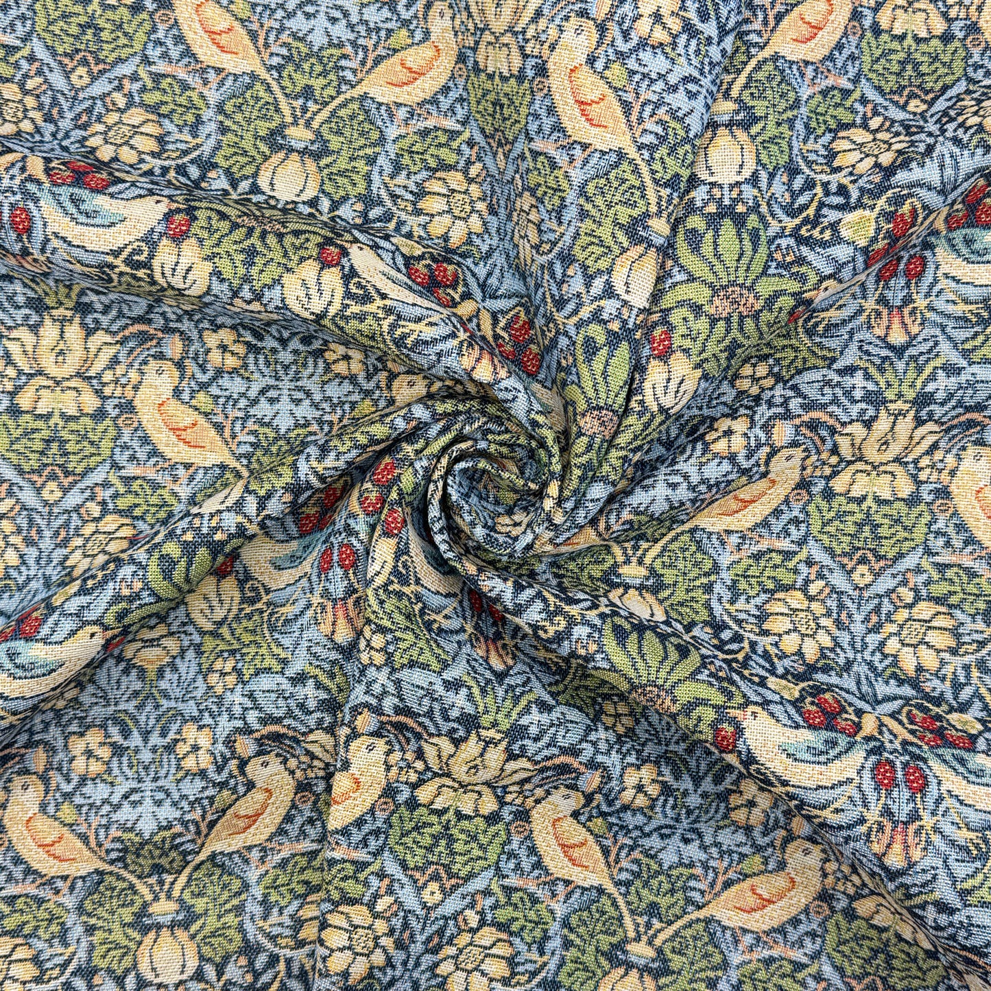 Mini Strawberry Thief Navy Tapestry Jacquard Fabric