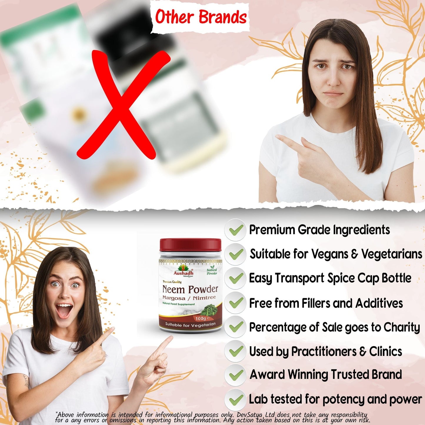 Aushadh Neem Powder 100 gram - Healthy-Looking Skin Support