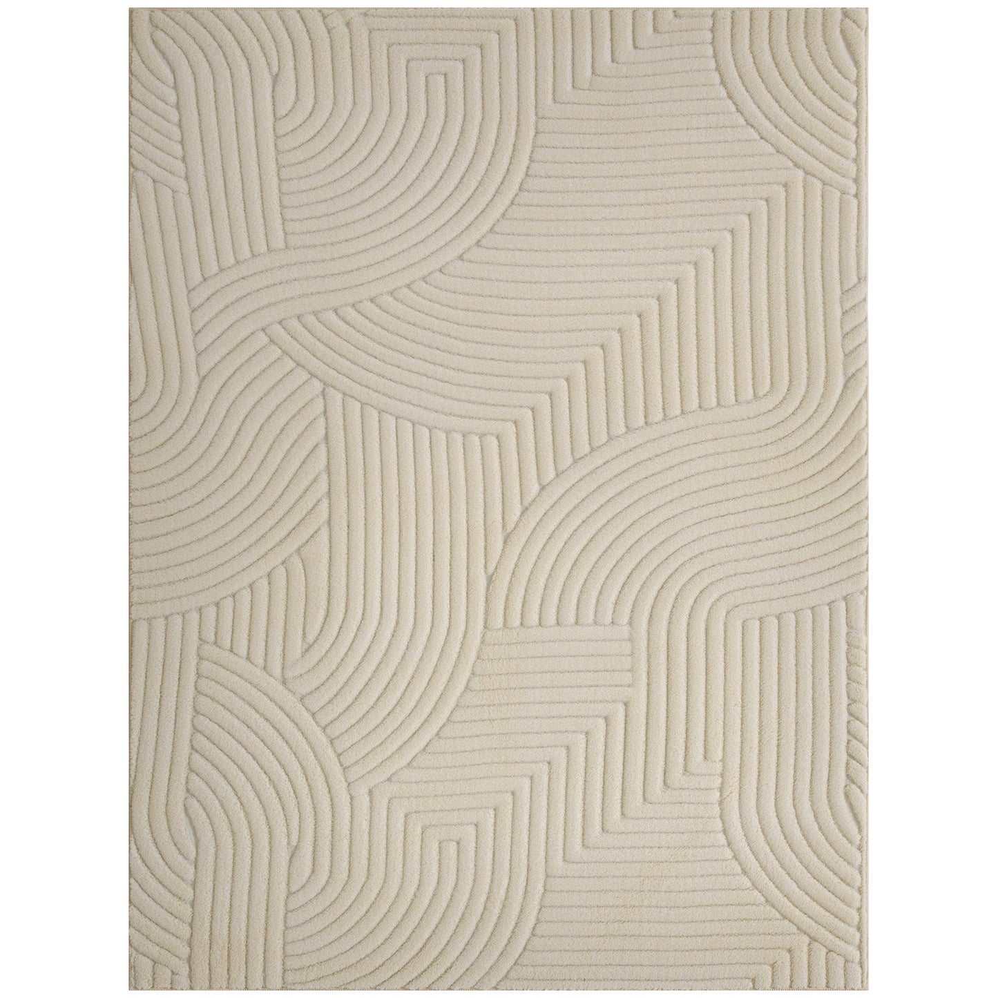 HOMCOM Modern Geometric Rug, Thick Plush, Non-Slip, 160 x 120 cm – Cream, Living Room/Bedroom/Office